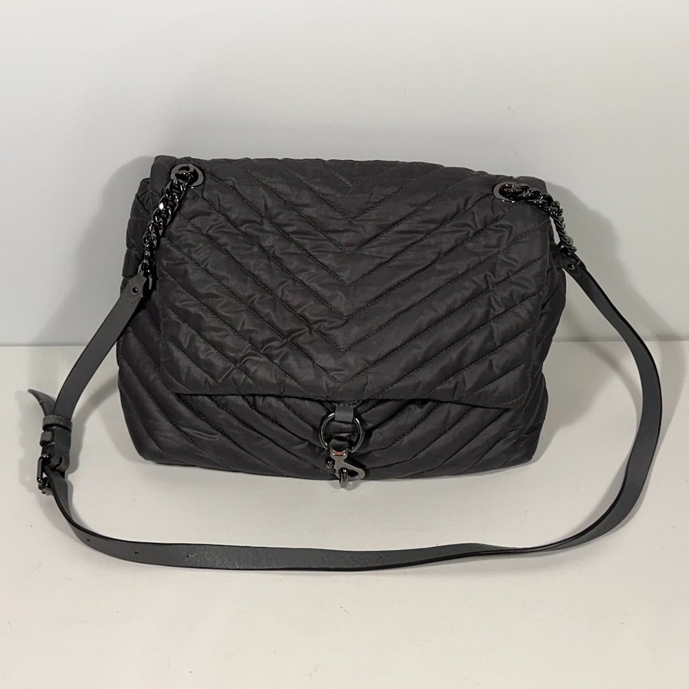 Rebecca Minkoff Edie Max Flap Gray Nylon Crossbody Bag
